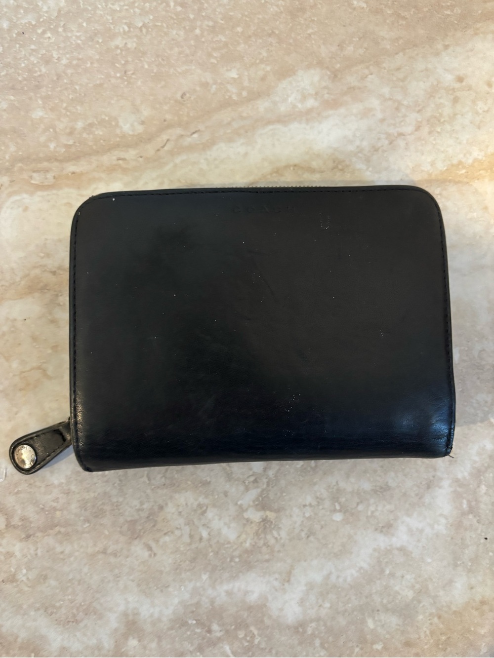 Coach Black Leather Zip Around Wallet